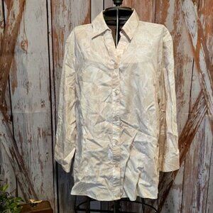 White and Cream Floral Button-Up Shirt